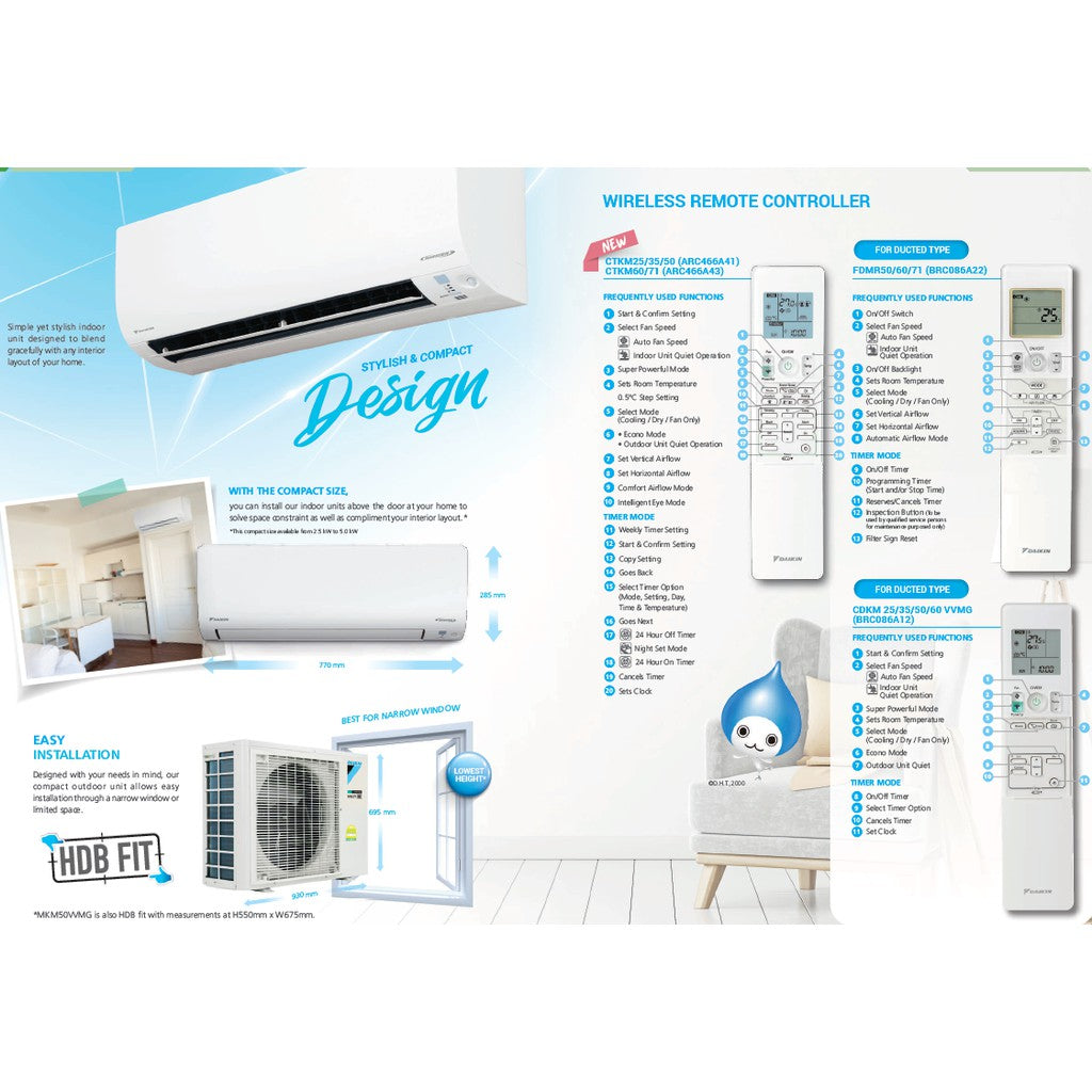 DAIKIN SYSTEM 3 ISMILE ECO SERIES R32 (INSTALLATION INCLUDED FREE UPGRADED MATERIALS) - Commercestar Engineering 