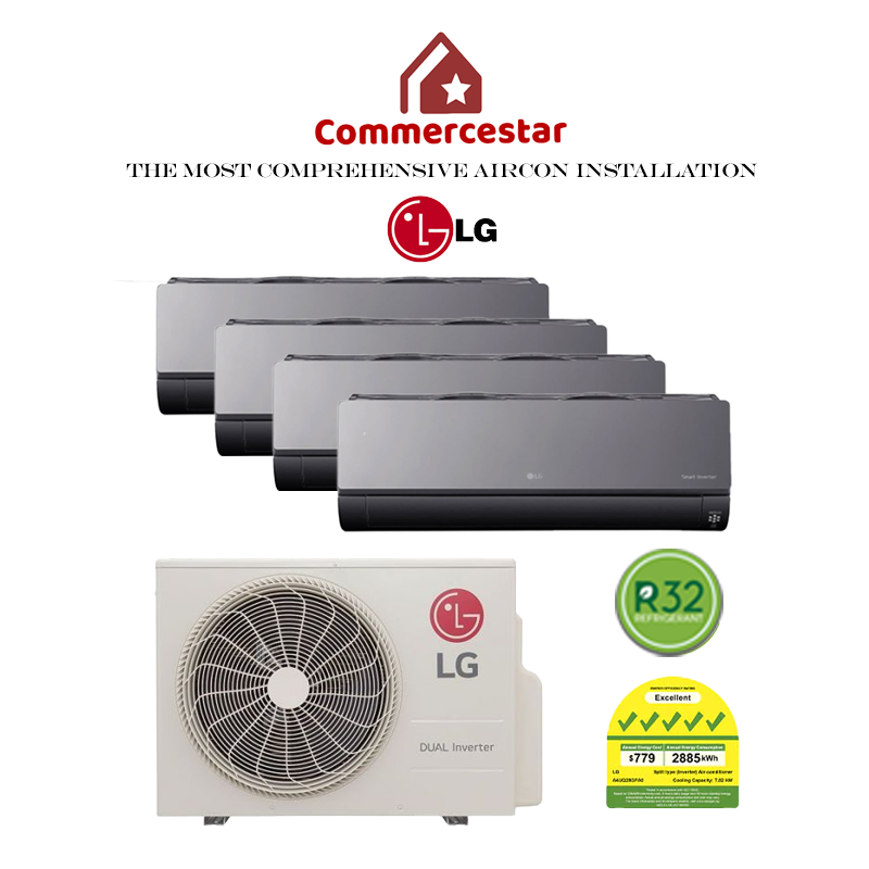 LG ARTCOOL MIRROR R32 SYSTEM 4 (INSTALLATION INCLUDED FREE UPGRADED MATERIALS) - Commercestar Engineering 