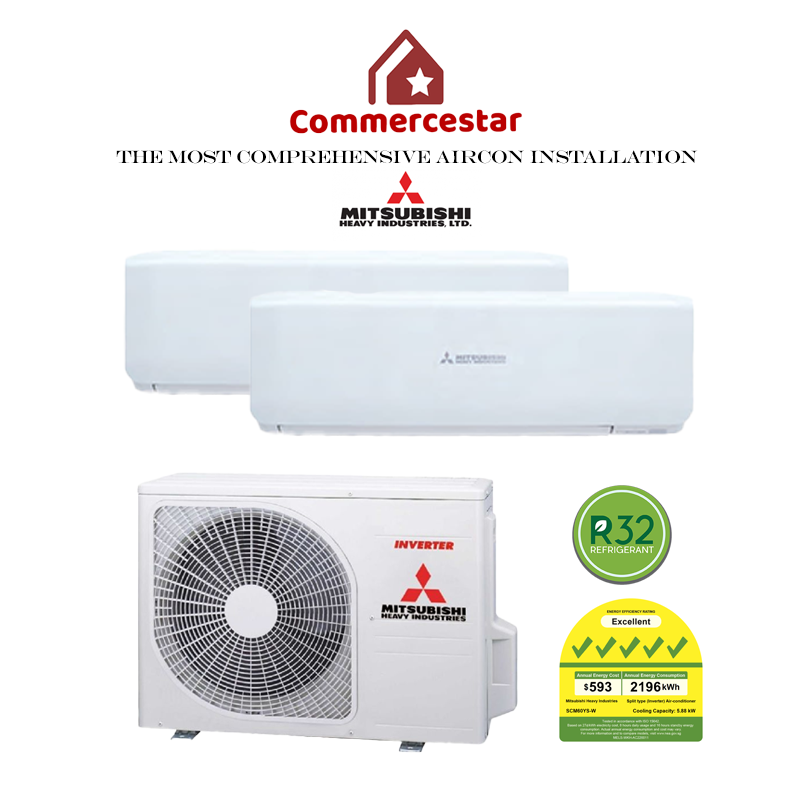 MITSUBISHI HEAVY INDUSTRIES R32 INVERTER SYSTEM 2 AIRCON INSTALLATION  (5 TICKS) - Commercestar Engineering 