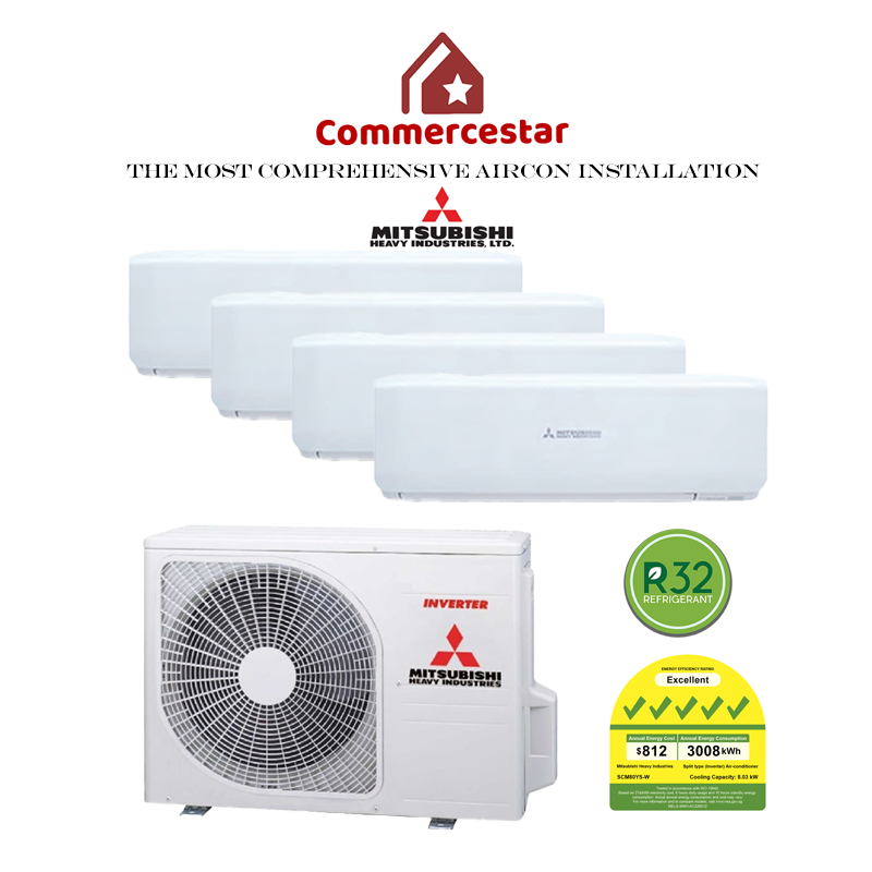 MITSUBISHI HEAVY INDUSTRIES R32 INVERTER SYSTEM 4 AIRCON INSTALLATION (5 TICKS) - Commercestar Engineering 